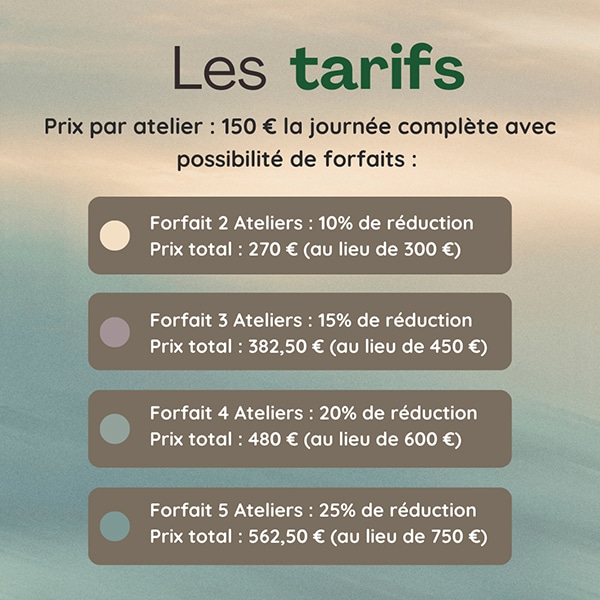 Les Workshops de l'été B-Lenos - tarifs