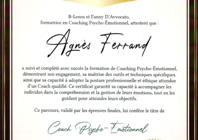 Agnès Ferrand – Coach de Vie en Psycho-Émotionnel certifiée B-Lenos®