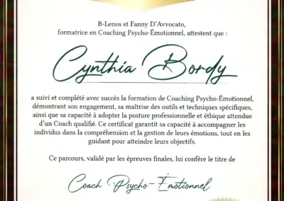 Cynthia Bordy – Coach de Vie en Psycho-Émotionnel certifiée B-Lenos®