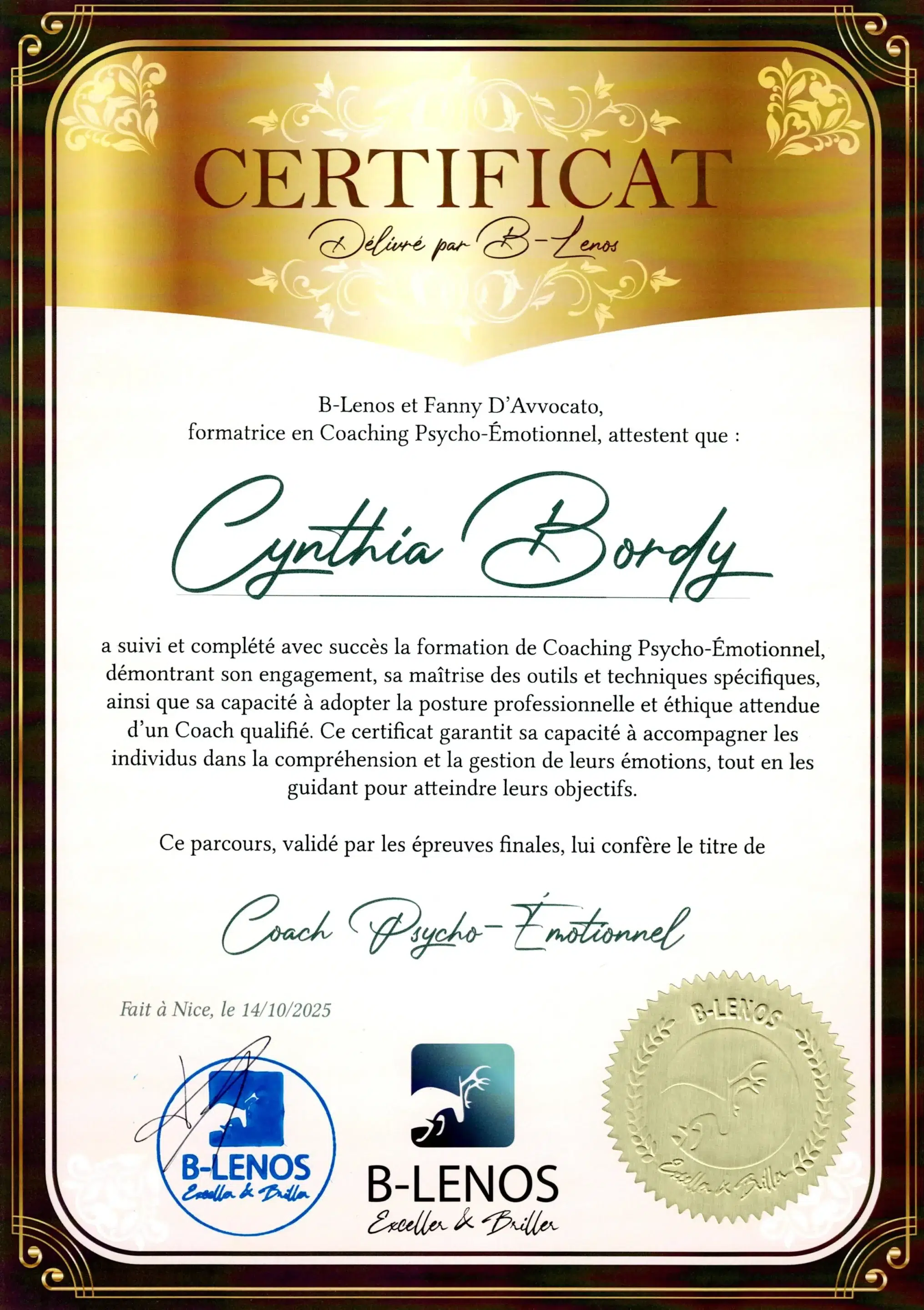 Cynthia Bordy – Coach Psycho-émotionnel – Méthode B-Lenos – BL25-CPE-A0Z1H8OW Cynthia Bordy - Coach Psycho-émotionnel - Méthode B-Lenos - BL25-CPE-A0Z1H8OW