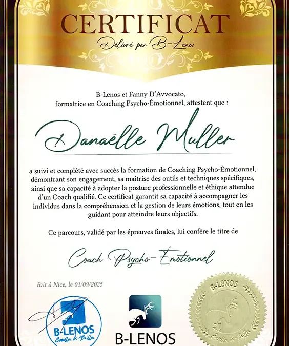 Danaëlle Muller – Coach de Vie en Psycho-Émotionnel certifiée B-Lenos®