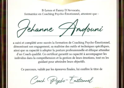Jehanne Amdouni – Coach de Vie en Psycho-Émotionnel certifiée B-Lenos®