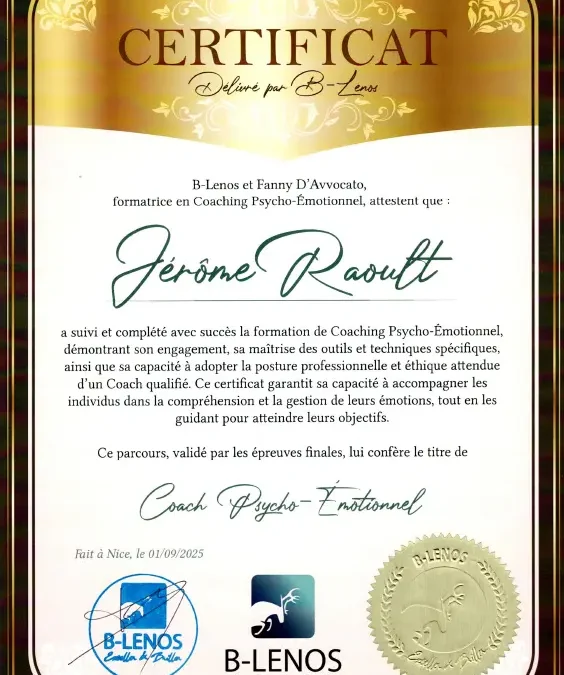 Jérôme Raoult – Coach de Vie en Psycho-Émotionnel certifié B-Lenos®