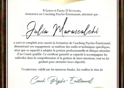 Julia Marascalchi – Coach de Vie en Psycho-Émotionnel certifiée B-Lenos®
