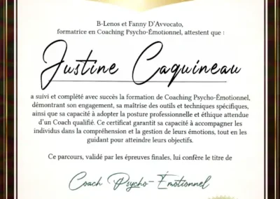 Justine Caquineau – Coach de Vie en Psycho-Émotionnel certifiée B-Lenos®