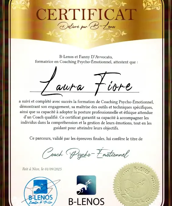 Laura Fiore – Coach de Vie en Psycho-Émotionnel certifiée B-Lenos®