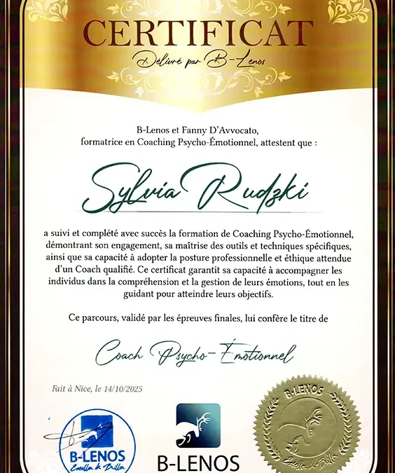 Sylvia Rudzki – Coach de Vie en Psycho-Émotionnel certifiée B-Lenos®