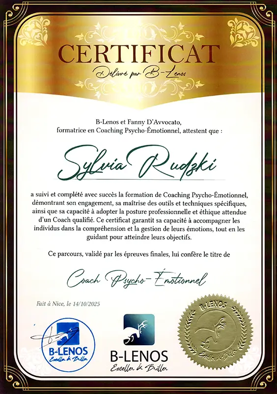Sylvia Rudzki - Coach Psycho-émotionnel - Méthode B-Lenos - BL25-CPE-XAY46ZY8