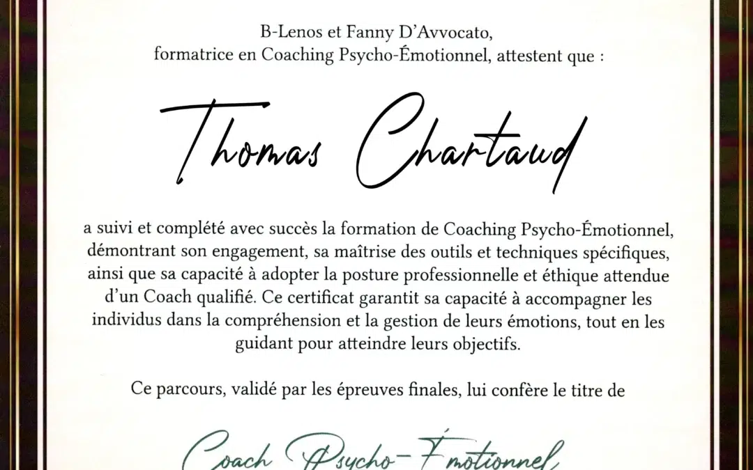 Thomas Chartaud – Coach de Vie en Psycho-Émotionnel certifié B-Lenos®