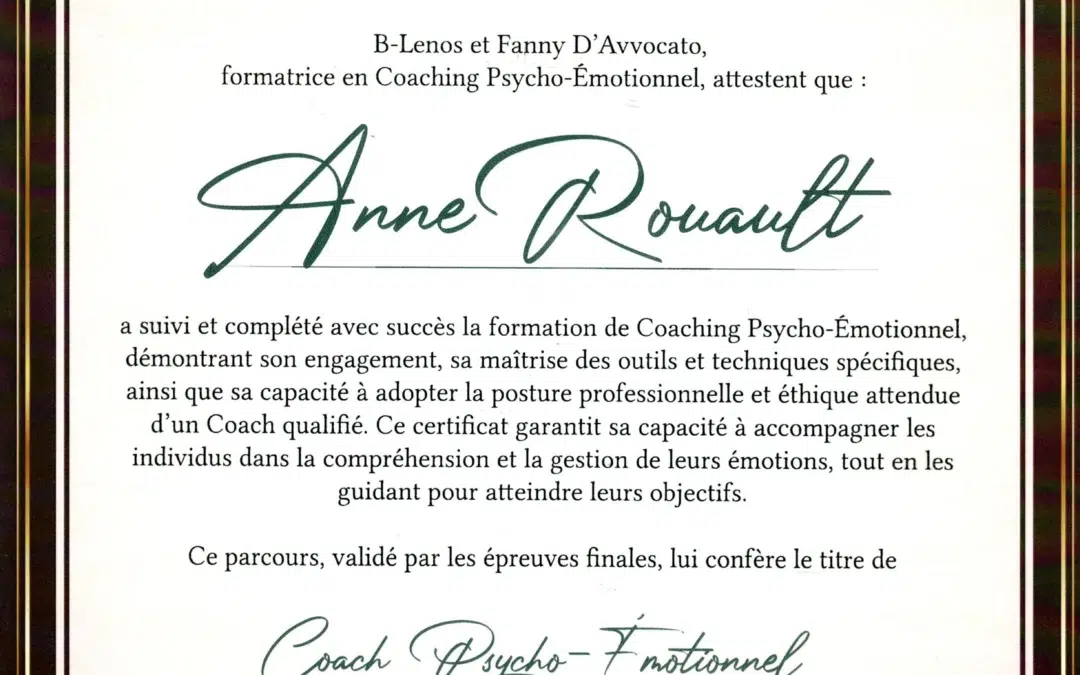 Anne Rouault – Coach de Vie en Psycho-Émotionnel certifiée B-Lenos®