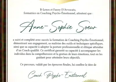 Anne-Sophie Soeur – Coach de Vie en Psycho-Émotionnel certifiée B-Lenos®
