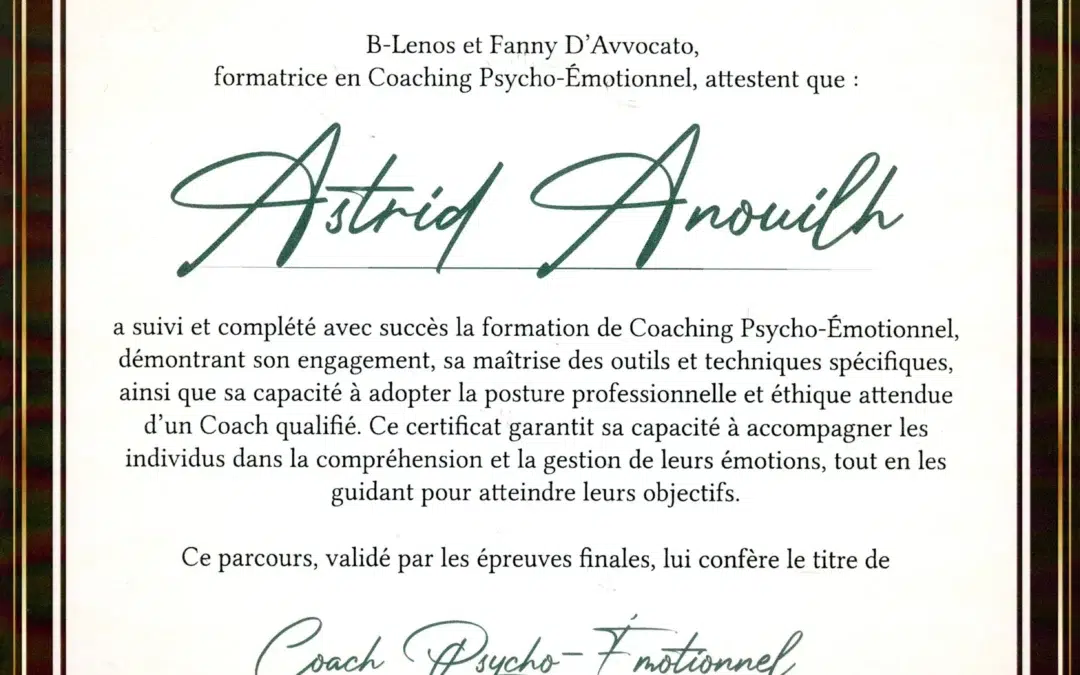 Astrid Anouilh – Coach de Vie en Psycho-Émotionnel certifiée B-Lenos®