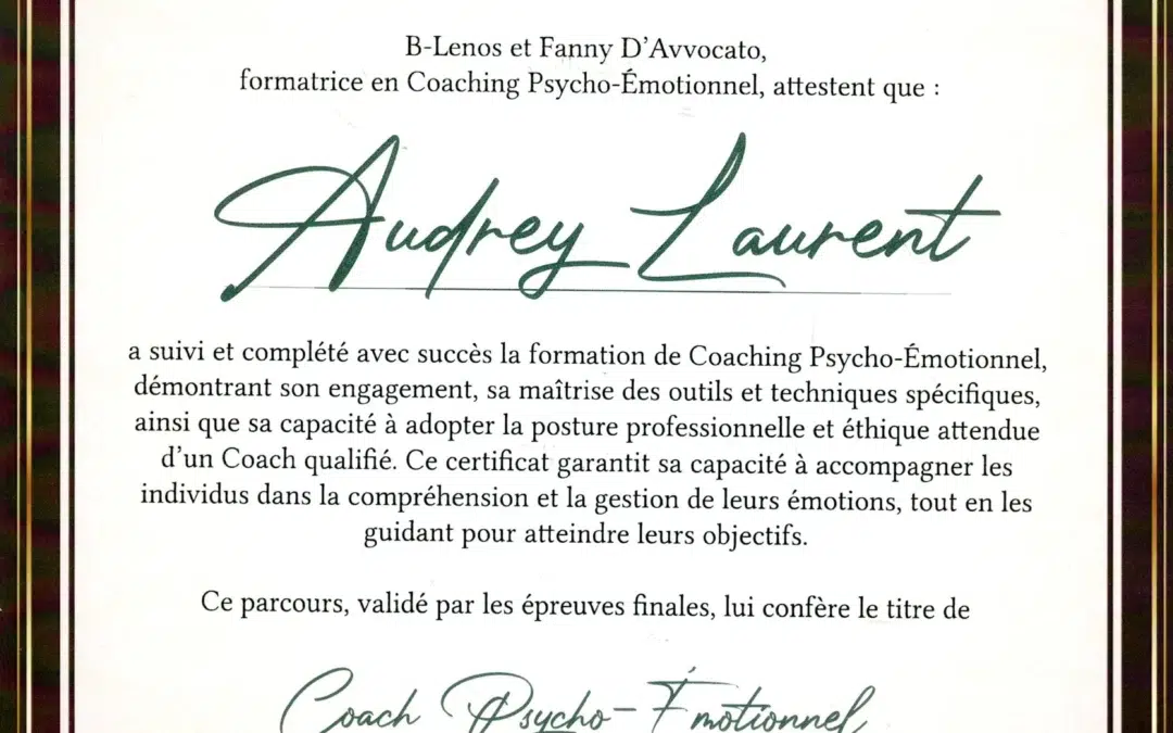 Audrey Laurent – Coach de Vie en Psycho-Émotionnel certifiée B-Lenos®