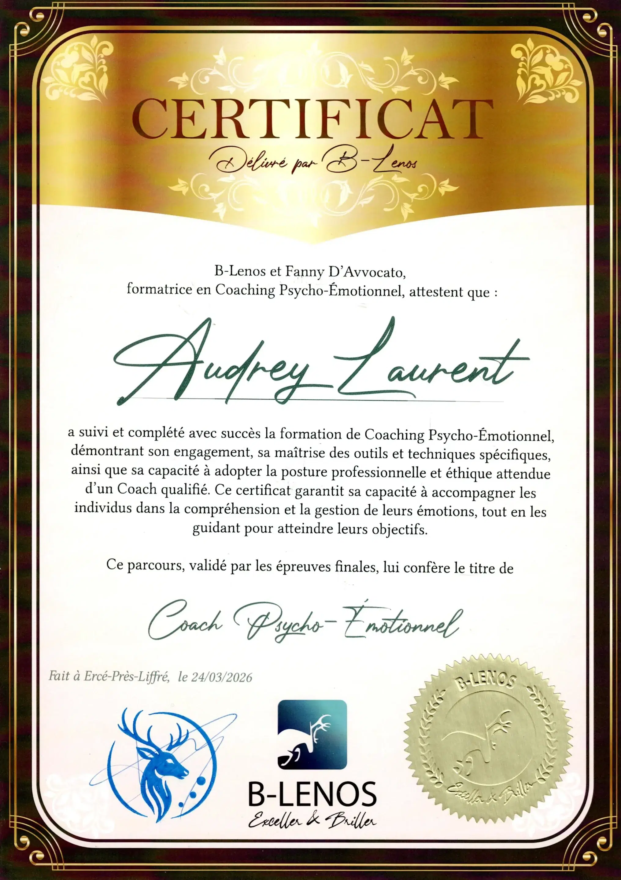 Audrey Laurent - Coach Psycho-émotionnel - Méthode B-Lenos - BL26-CPE-SDZUQP0L