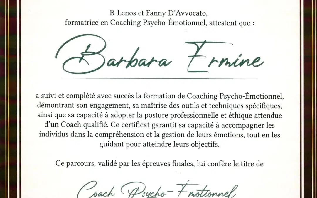 Barbara Ermine – Coach de Vie en Psycho-Émotionnel certifiée B-Lenos®