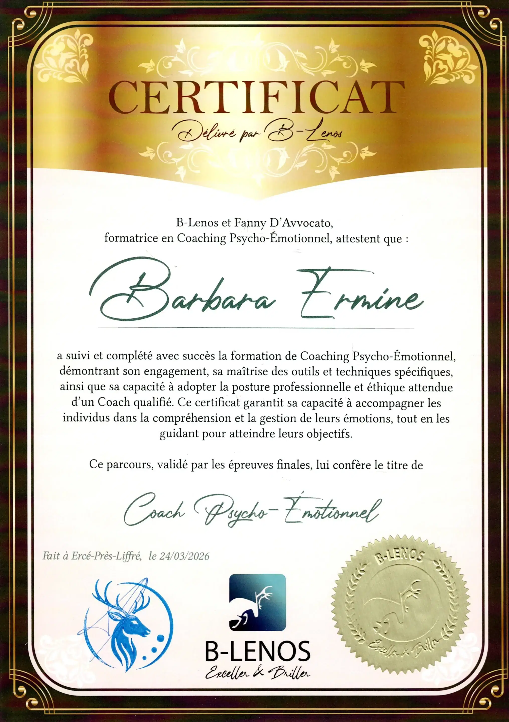 Barbara Ermine - Coach Psycho-émotionnel - Méthode B-Lenos - BL26-CPE-S5IV753Y