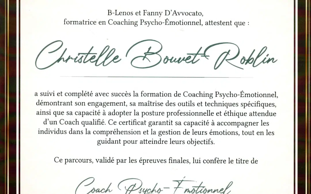 Christelle Bouvet-Roblin – Coach de Vie en Psycho-Émotionnel certifiée B-Lenos®