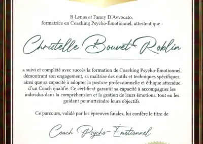 Christelle Bouvet-Roblin – Coach de Vie en Psycho-Émotionnel certifiée B-Lenos®