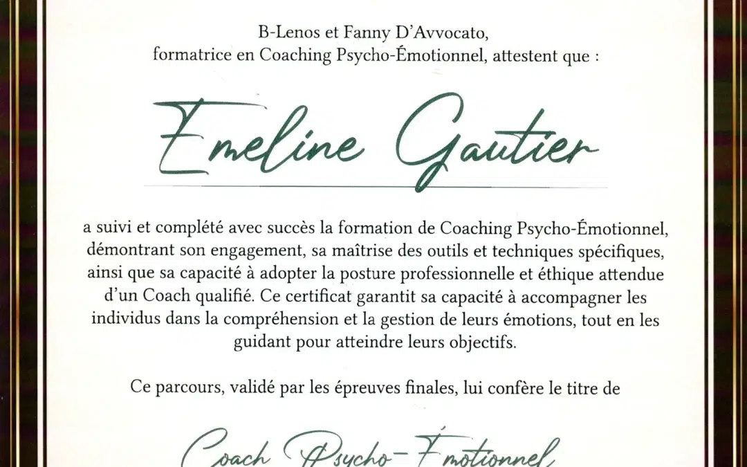 Emeline Gautier – Coach de Vie en Psycho-Émotionnel certifiée B-Lenos®