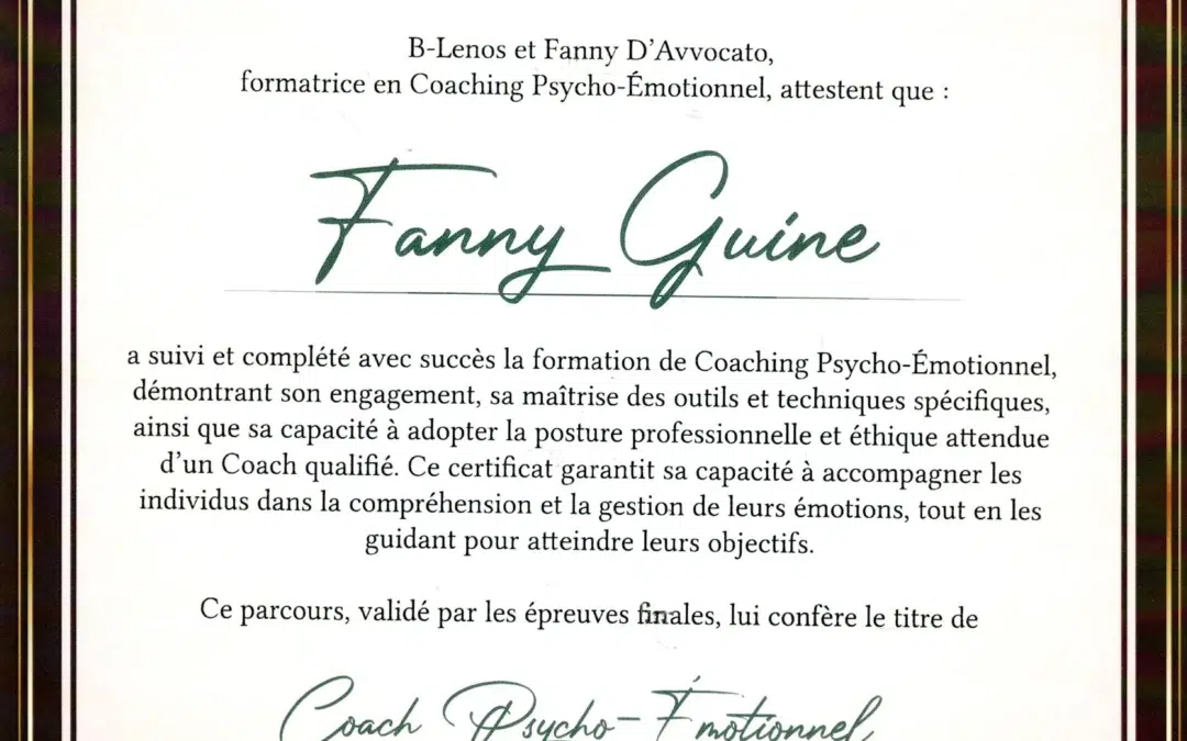 Fanny Guine – Coach de Vie en Psycho-Émotionnel certifiée B-Lenos®