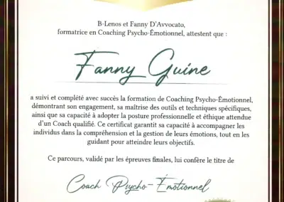 Fanny Guine – Coach de Vie en Psycho-Émotionnel certifiée B-Lenos®