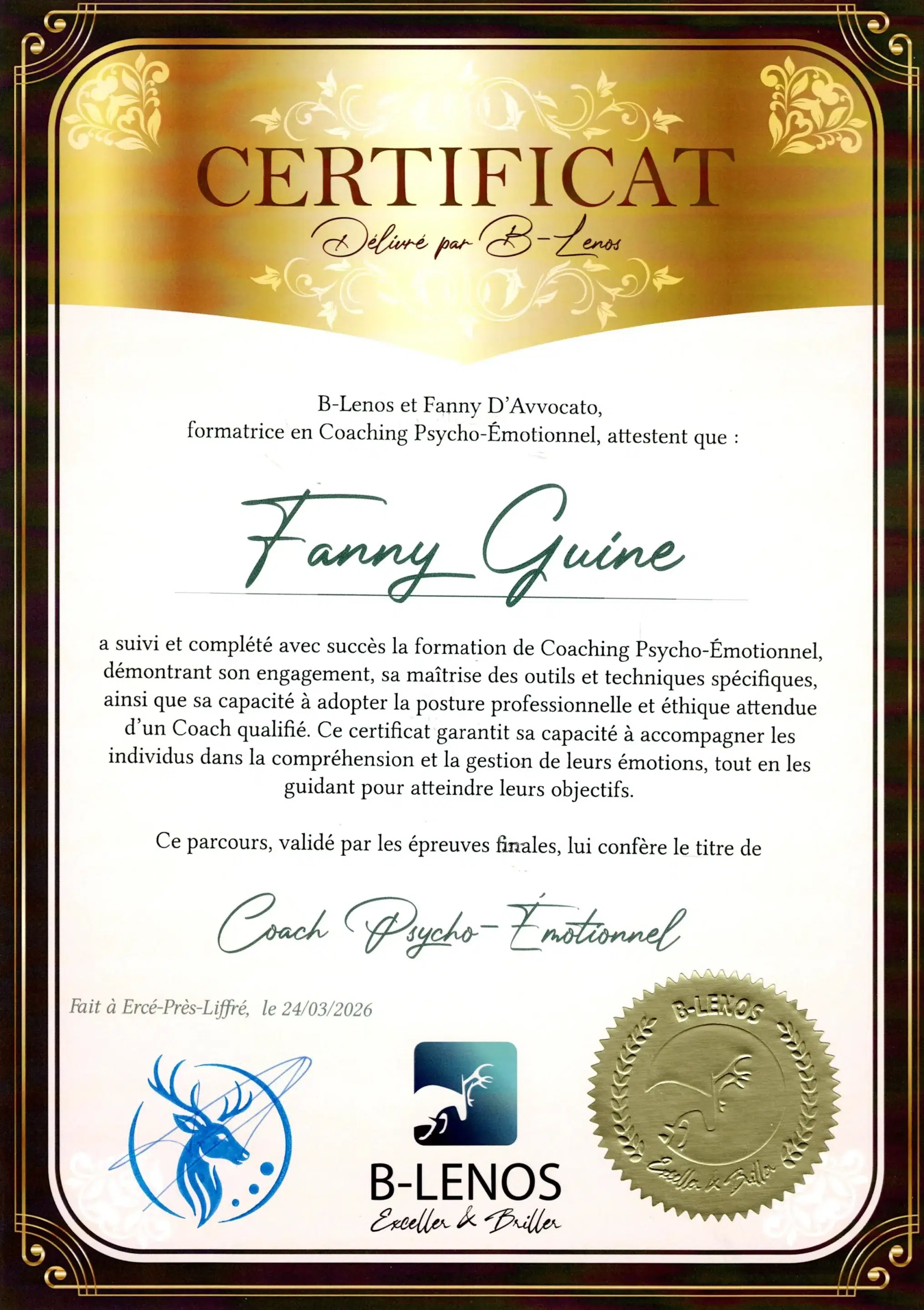 Fanny Guine - Coach Psycho-émotionnel - Méthode B-Lenos - BL26-CPE-IR859Q17