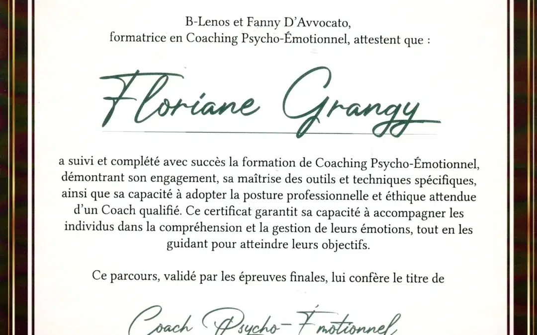 Floriane Grangy – Coach de Vie en Psycho-Émotionnel certifiée B-Lenos®