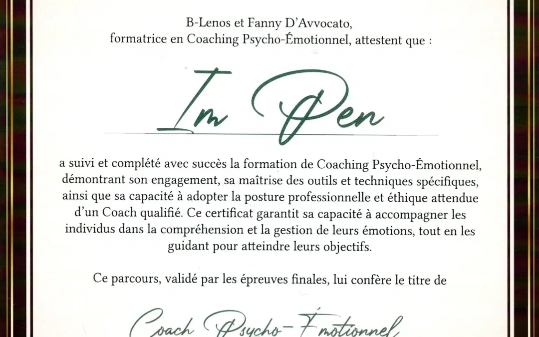 Im Pen – Coach de Vie en Psycho-Émotionnel certifiée B-Lenos®