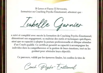 Isabelle Garnier – Coach de Vie en Psycho-Émotionnel certifiée B-Lenos®