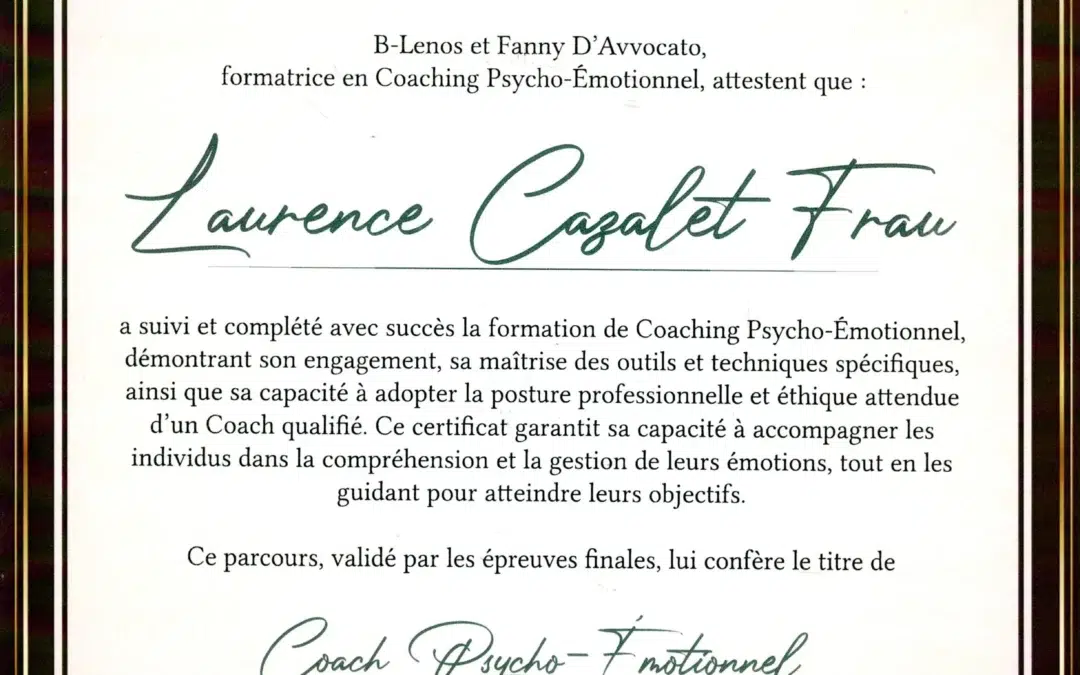 Laurence Cazalet Frau – Coach de Vie en Psycho-Émotionnel certifiée B-Lenos®