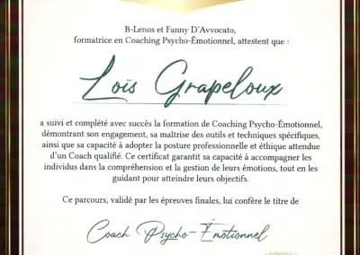 Loïs Grapeloux – Coach de Vie en Psycho-Émotionnel certifiée B-Lenos®