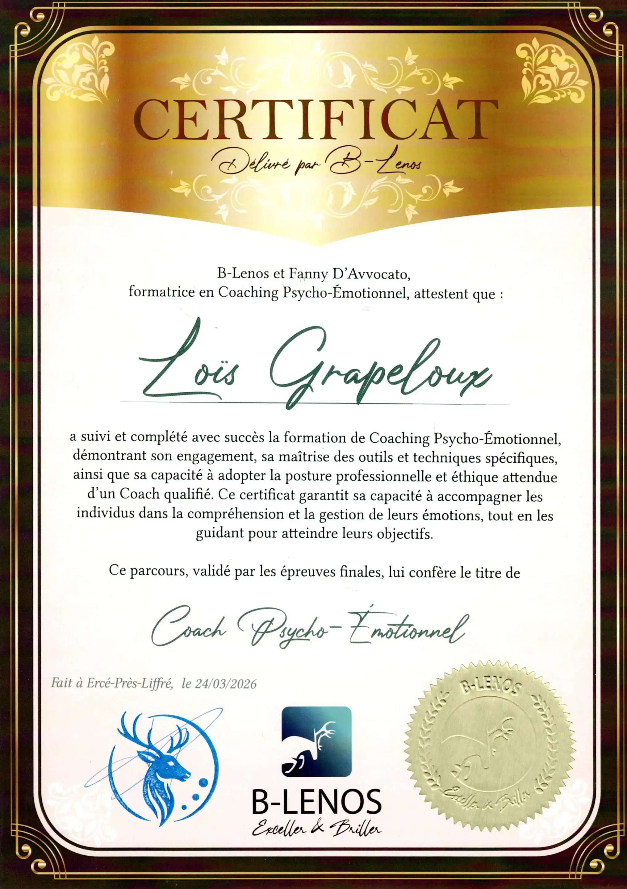 Loïs Grapeloux - Coach Psycho-émotionnel - Méthode B-Lenos - BL26-CPE-KS9EEK2A