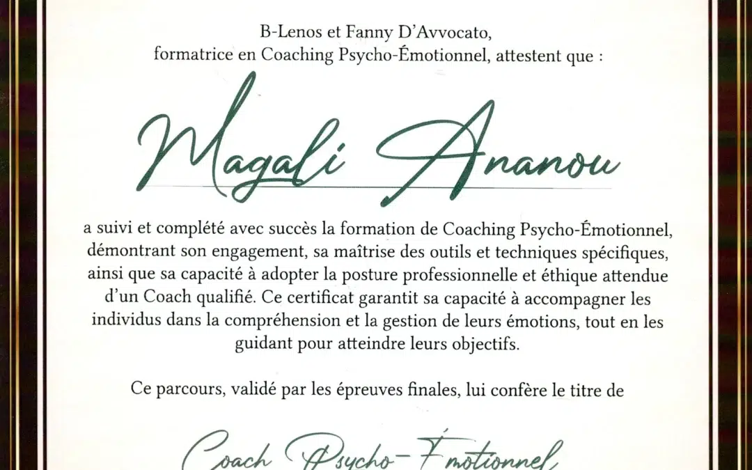 Magalie Ananou – Coach de Vie en Psycho-Émotionnel certifiée B-Lenos®