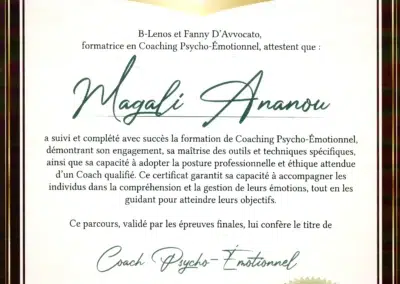 Magalie Ananou – Coach de Vie en Psycho-Émotionnel certifiée B-Lenos®