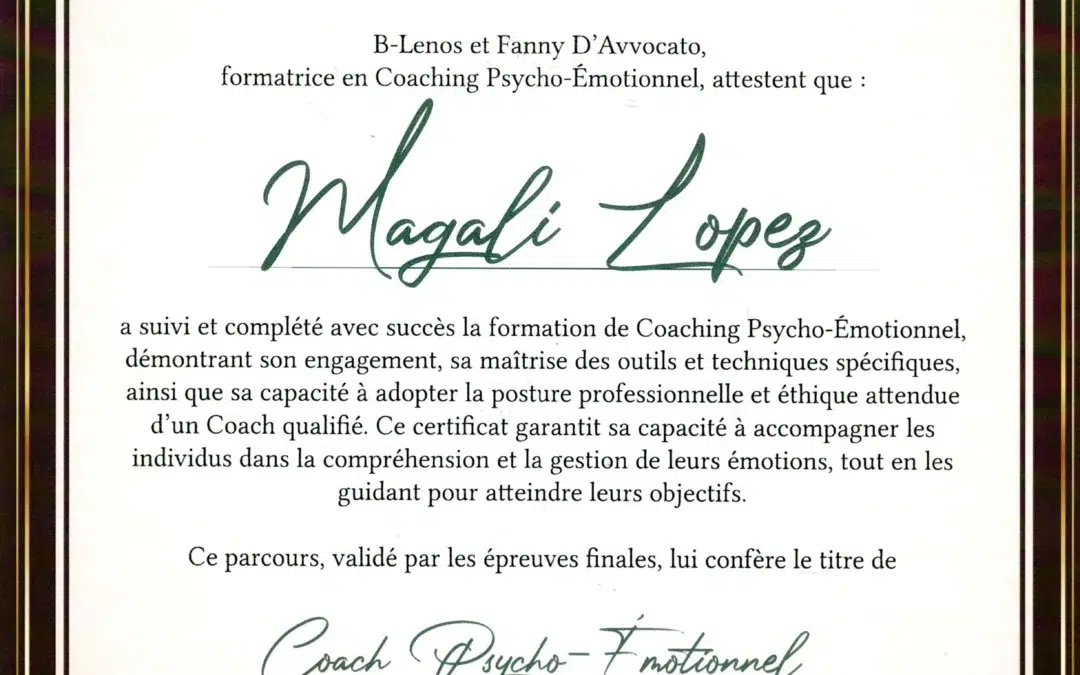 Magali Lopez – Coach de Vie en Psycho-Émotionnel certifiée B-Lenos®