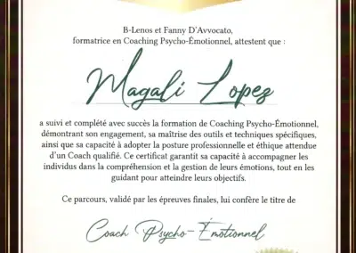Magali Lopez – Coach de Vie en Psycho-Émotionnel certifiée B-Lenos®
