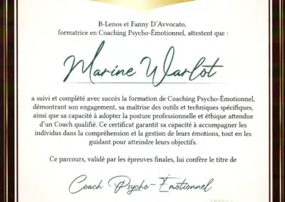 Marine Warlot – Coach de Vie en Psycho-Émotionnel certifiée B-Lenos®