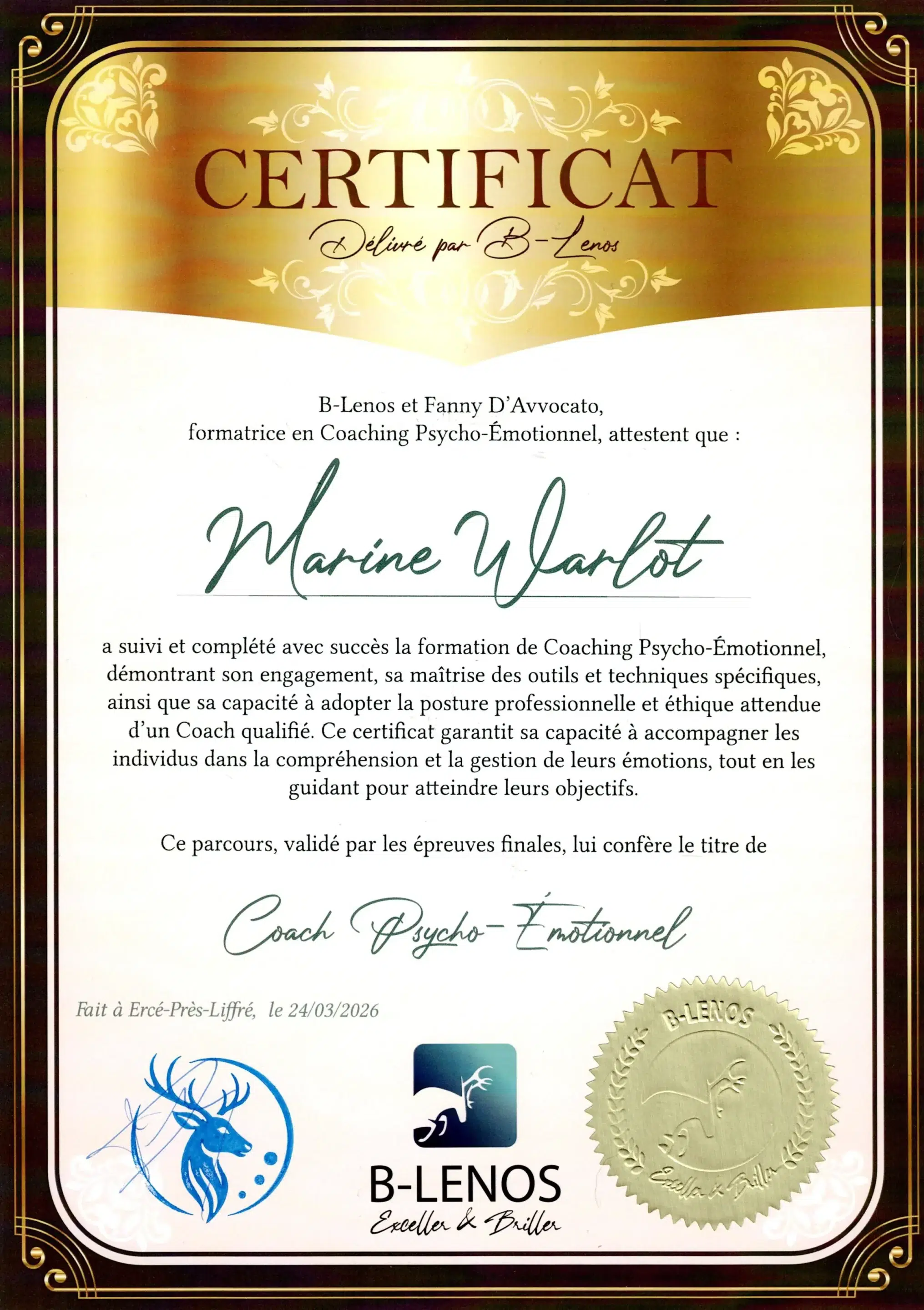 Marine Warlot - Coach Psycho-émotionnel - Méthode B-Lenos - BL26-CPE-AY99CPZ8
