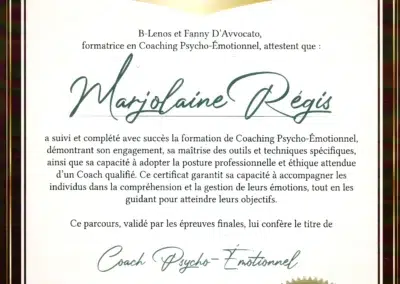 Marjolaine Régis– Coach de Vie en Psycho-Émotionnel certifiée B-Lenos®