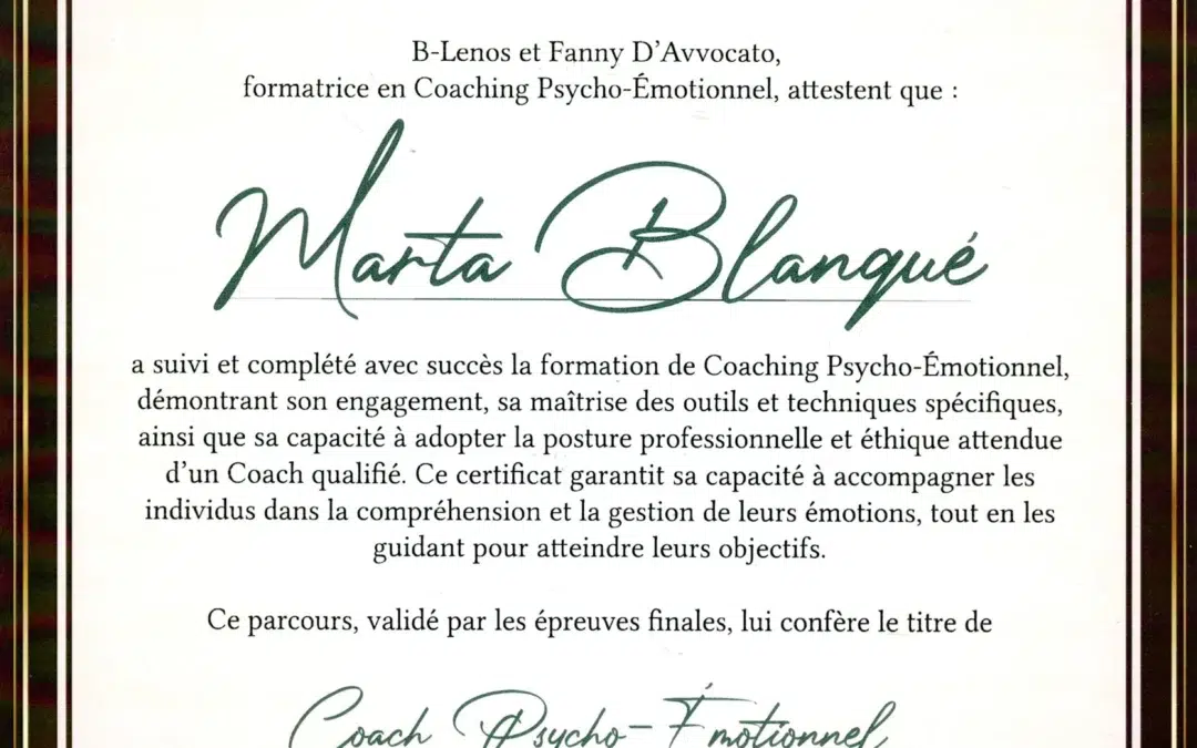 Marta Blanqué – Coach de Vie en Psycho-Émotionnel certifiée B-Lenos®