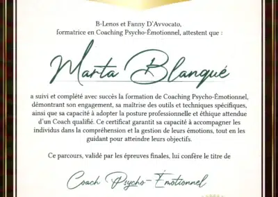 Marta Blanqué – Coach de Vie en Psycho-Émotionnel certifiée B-Lenos®