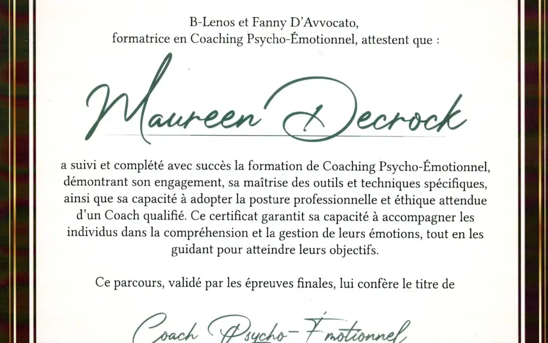 Maureen Decrock – Coach de Vie en Psycho-Émotionnel certifiée B-Lenos®