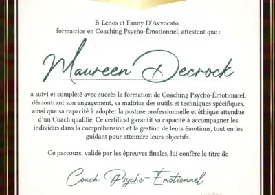 Maureen Decrock – Coach de Vie en Psycho-Émotionnel certifiée B-Lenos®
