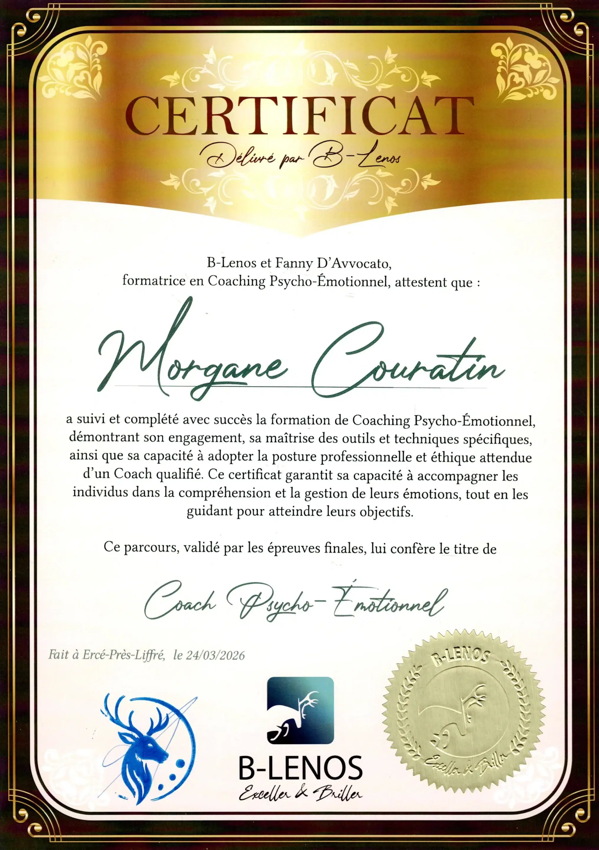 Morgane Couratin - Coach Psycho-émotionnel - Méthode B-Lenos - BL26-CPE-82SXK3T2
