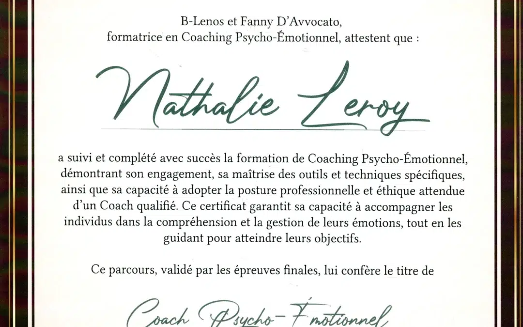 Nathalie Leroy – Coach de Vie en Psycho-Émotionnel certifiée B-Lenos®