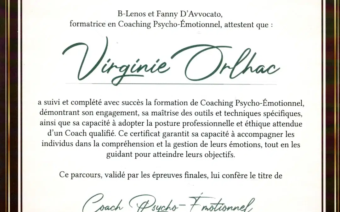 Virginie Orlhac – Coach de Vie en Psycho-Émotionnel certifiée B-Lenos®