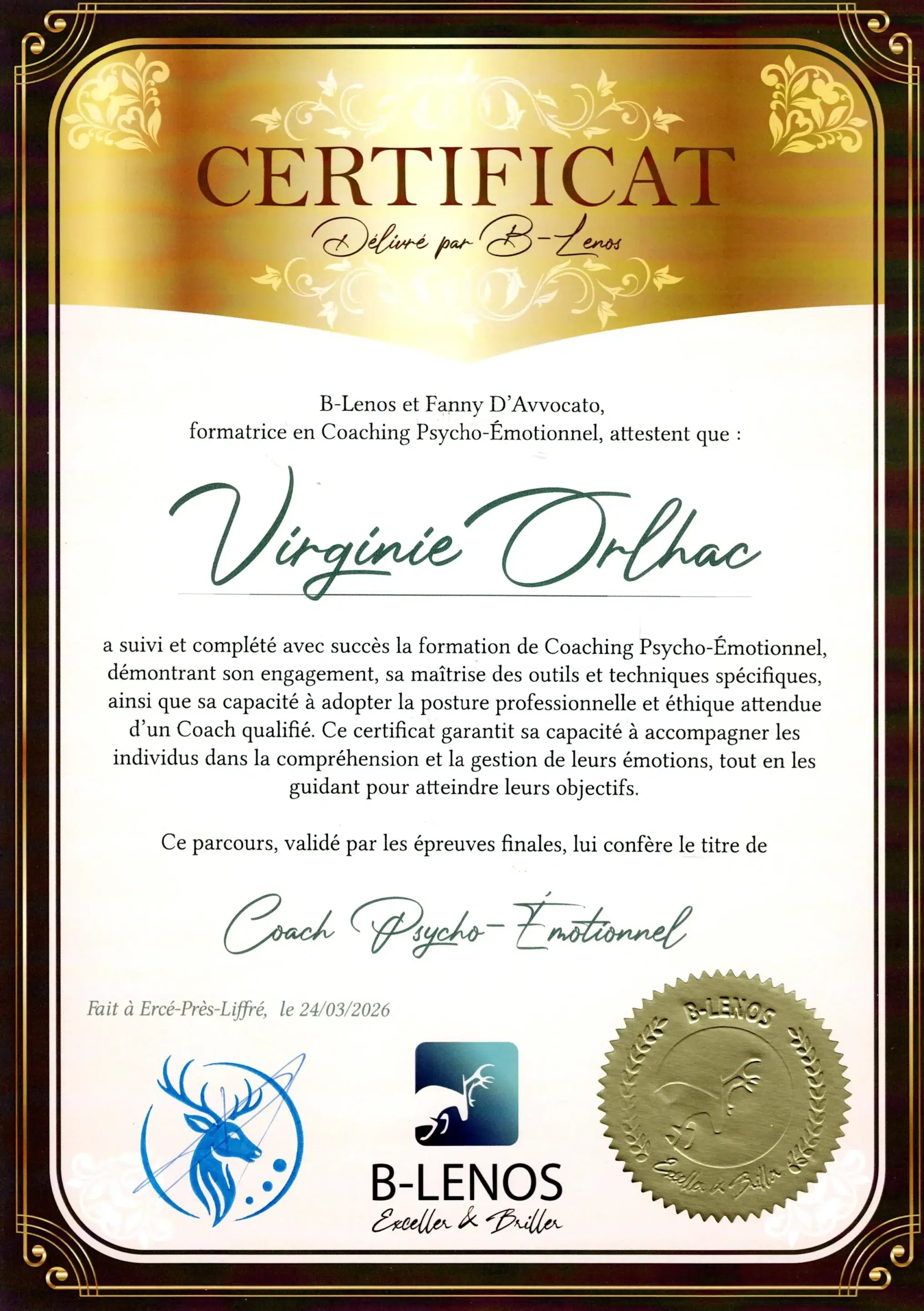 Virginie Orlhac - Coach Psycho-émotionnel - Méthode B-Lenos - BL26-CPE-SPUH99TJ