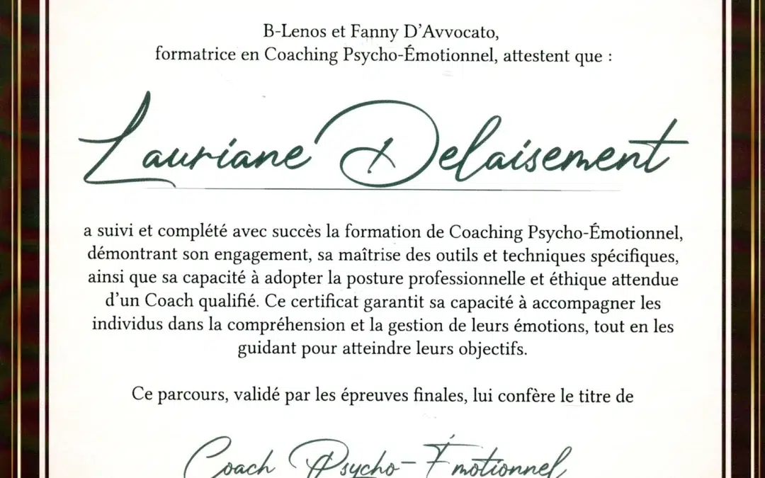 Lauriane Delaisement – Coach de Vie en Psycho-Émotionnel certifiée B-Lenos®