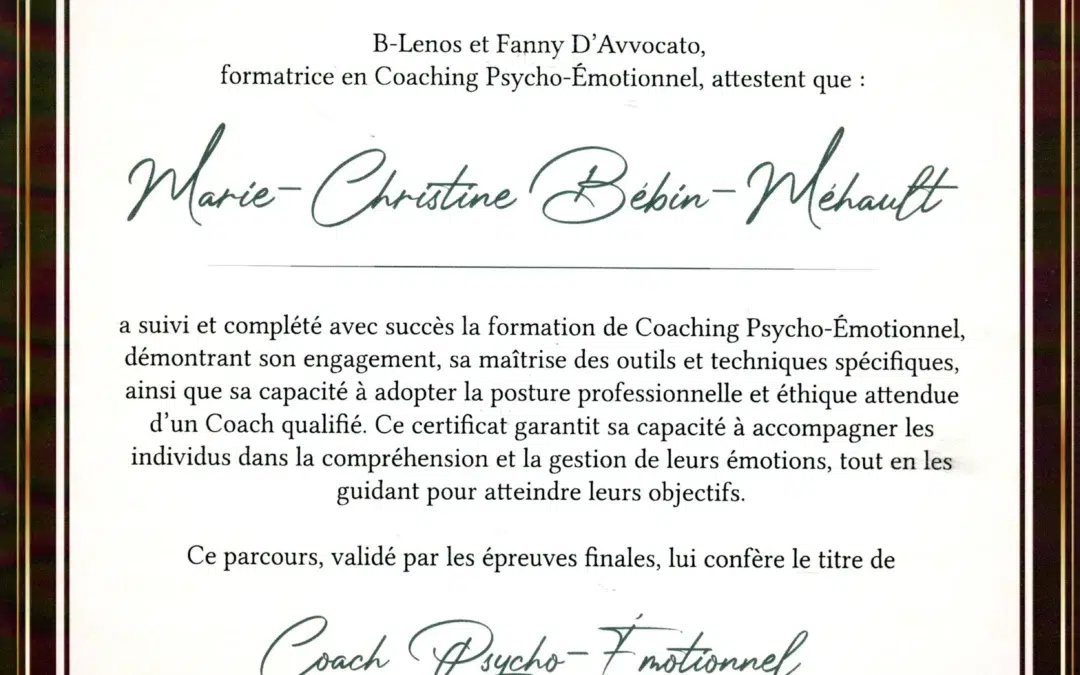 Marie-Christine Bébin-Méhault – Coach de Vie en Psycho-Émotionnel certifiée B-Lenos®